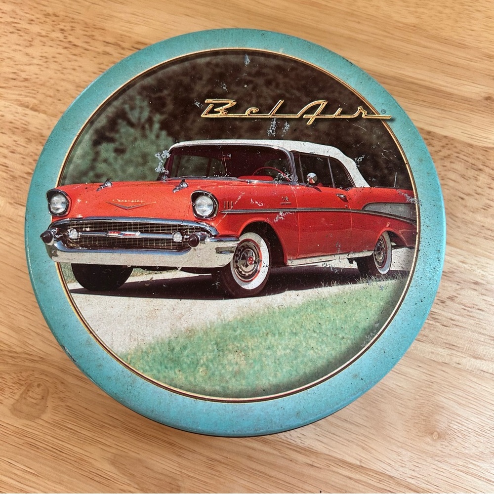 57 1957 Chevy Chevrolet licensed product‎ collector tin round Belair